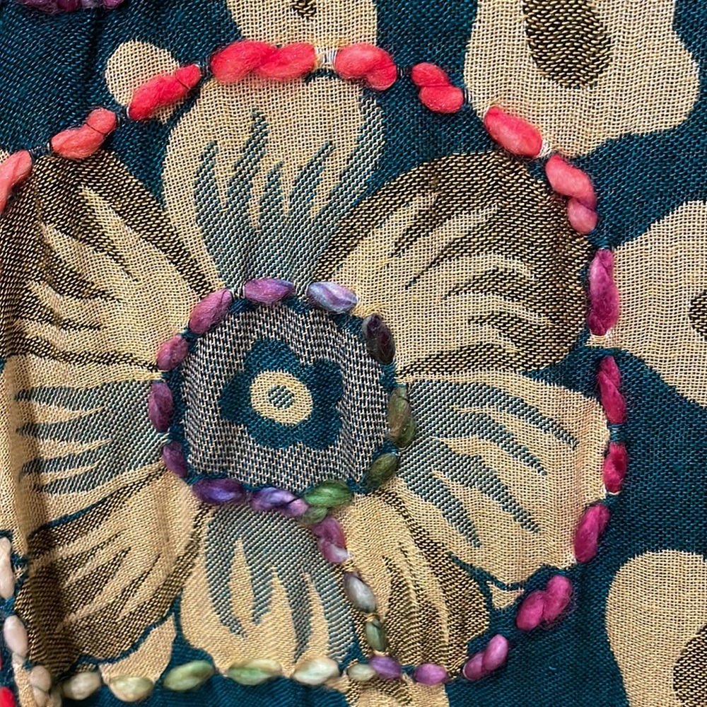 Long Flower Pattern Kimono Pullover Wrap - image 3